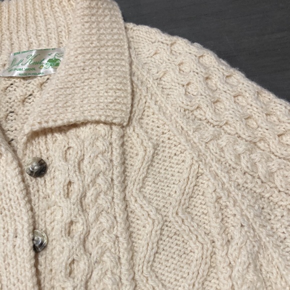 beautiful vintage Quill hand knit Irish wool fisherman’s sweater S? - Picture 3 of 9